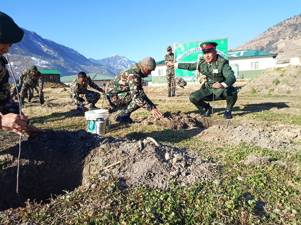 स्याउ,ओखर रोप्दै नेपाली सेना