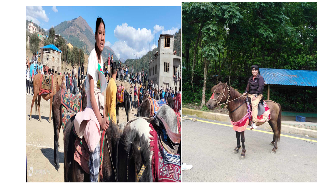 जुम्लाको घोडा दौड प्रतियोगितामा भागलिने दुई महिला