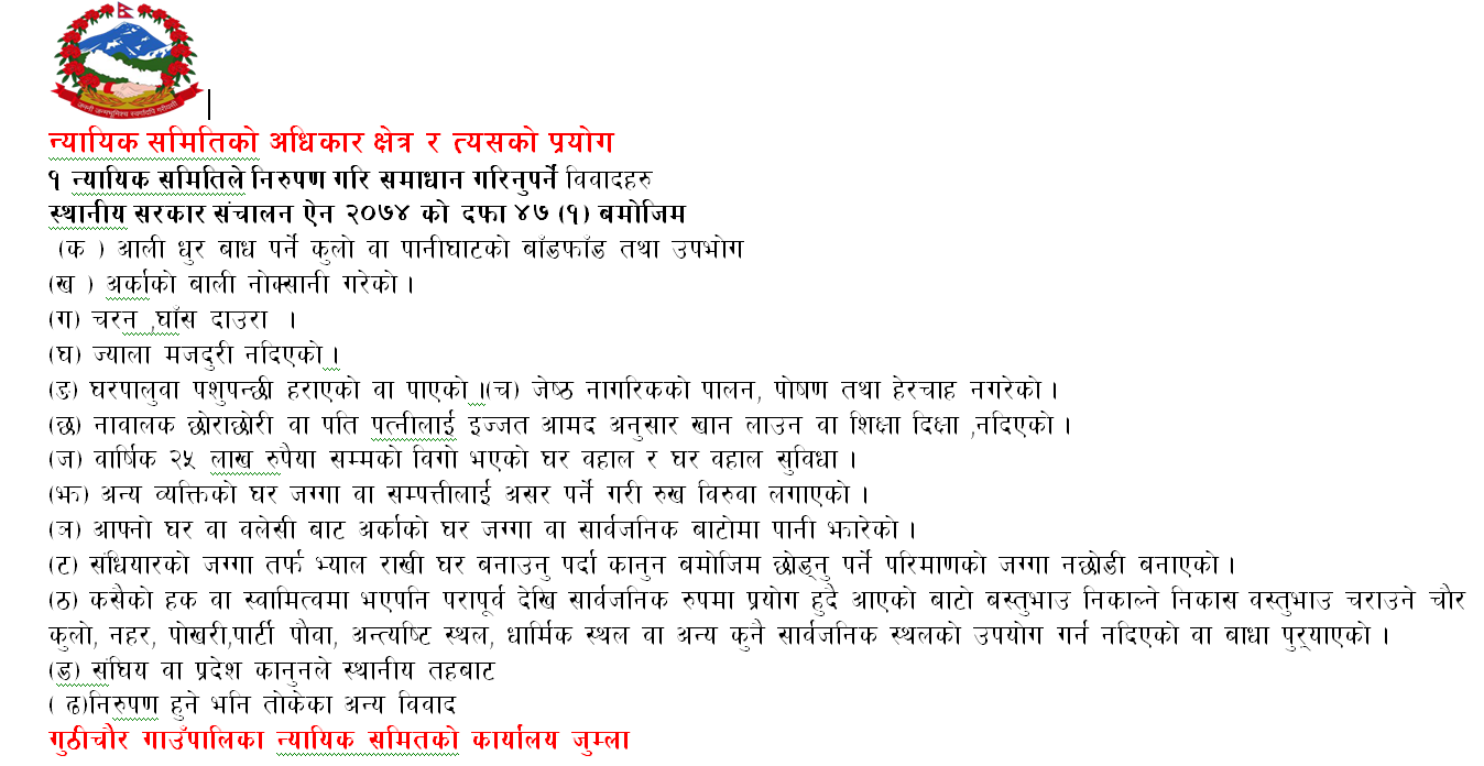 गुठीचौर गाउँपालिकाको कार्यालय जुम्लाको जनहितमा जारी सन्देस